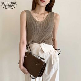 Summer Tank Solid Colour Woman Shirt Backless Tank Simple Cotton Women's Blouse Crop Tops Fashion Clothes for Women 13681 210527