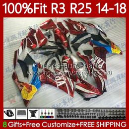 Injection Mould Body For YAMAHA YZFR3 YZF-R25 YZFR25 14-18 Bodywork 102No.40 YZF R 3 25 Red yellow R3 R25 14 15 16 17 18 YZF-R3 2014 2015 2016 2017 2018 OEM Fairing Kit