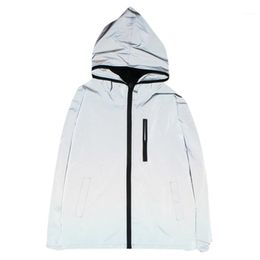 Men's Jackets Reflective Jacket Men Women Harajuku Windbreaker Hooded Streetwear Coat Shiny Hip-hop