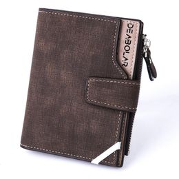 Wallets Men Casual Retro Canvas Pattern Short Wallet Solid Zipper Hasp Coin Card Purse Vintage Mini