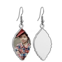 Sublimation Earrings for Women Party Favour Blank DIY Customised Metal Dangler Leaf Heart Shaped Heat Transfer Printing Teardrop WHT0228