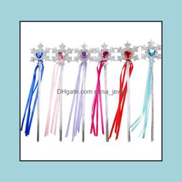 wholesale wedding ribbon wands UK - Other Event & Party Supplies Festive Home Garden Fairy Wand Ribbons Streamers Christmas Wedding Snowflake Gem Sticks Magic Wands Confetti Pr