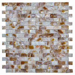 -ART3D Pegatinas de pared Madre de Pearl Oyster Herringbone Shell Azulejo Mosaico para la cocina Backsplashes, Paredes de baño, Spas, Piscinas de 6 hojas