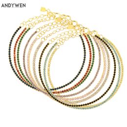 -Andywen 925 Sterling Argent Argent Argent Rainbow Zircon Full Chain Bracelet Prestige CZ Fine Bijoux De Mariage Cadeau Solide 210608