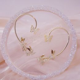 Butterfly Ear Clip Earrings for Women Girls Fashion Shining Zircon 1pc Cartilage Ear Cuff Ear-hook Party Wedding Jewelry Gift