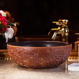 Europe Vintage Style Ceramic Art Basin Sink Counter Top Wash Basin Bathroom Vessel Sink vanities simple wash basin bathroom sink