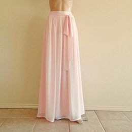 Skirts Blush Pink Bridesmaid Skirt Plus Size Navy Blue Maxi Long Evening Chiffon Floor Length A Line Female Custom Made