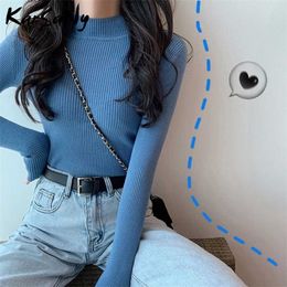 Autumn Women Sweaters And Pullovers Turtleneck Slim Women's Jumper White Knitted Tops Winter Ladies Sweater Woman Korean 211018