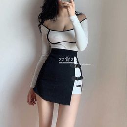 WOMENGAGA Leather Button Split Irregular High Waist Korean Micro Skirt Short Mini Skirts Korea Sexy Women Streetwear MFV0 210603