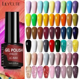 Nail Gel LILYCUTE Polish 7ml Glitter All For Manicure Semi Permanent Soak Off UV LED Varnish Base Top Matte Coat