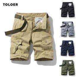 Summer Shorts Men Casual Cargo Pants Mid-waist Cotton High-quality Mens Solid Color Breathable Denim 210713