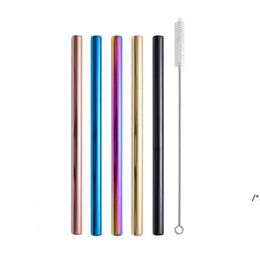 NCC215mm Wide Stainless Steel Drinking Straws Reusable Colorful Boba Smoothie Milky Tea Metal Straw CCE7747