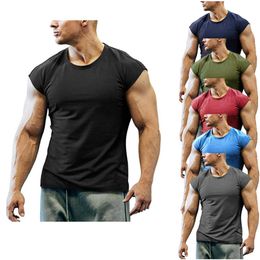 6 Katı Renkler Erkek T Shirt Spor Yelek Yaz Moda Vücut Geliştirme Spor Kasları Kolsuz Giyim Eğitim Giyim S-4XL