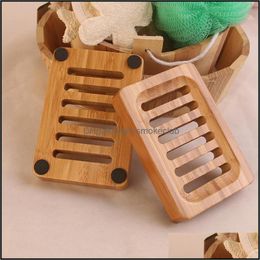 Aessories Bath Home & Gardenwooden Natural Bamboo Dishes Tray Holder Storage Rack Plate Container Portable Bathroom Soap Dish Box Sea Drop D