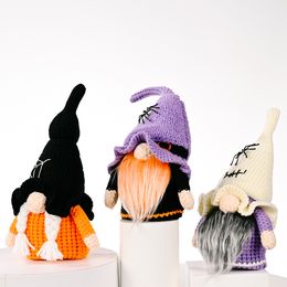 Party Supplies Halloween Decoration Knitting Gnome Doll with Wizard Hat Classic Swedish Tomte Home Desktop Ornaments PHJK2107