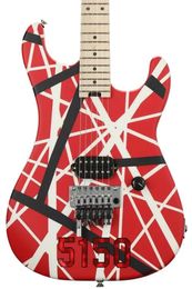 Eddie Edward Van Halen Kramer 5150 Red Electric Guitar Black White Stripes, Floyd Rose Tremolo Bridge, Locking Nut, Maple Neck & Fingerboard