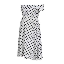 Maternity Wear 2021 European and American Summer New Style White Polka Dot Printing One-neck Fashion Pregnancy Dress PW42 Y0924