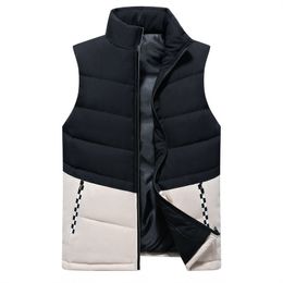 Solid Vest Mens Winter Down Casual Warm Thick Sleeveless Male Waistcoat Oversized Patchwork Colorblock Splice Jackets Men 210524