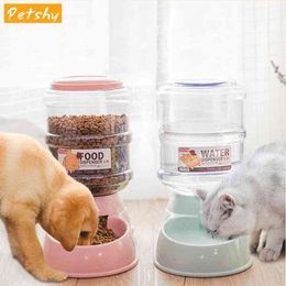 Automatic Pet Feeder Plastic Drinking Bowl Cat Dog Fountain Bottle Large Capacity Dog Food Feeding Bowls Cat Water Dispenser Y200922