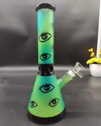 10 Inch Glass Bong Mixed Color Green EyesTobacco Water Pipe Smoking Beaker Bongs Ice Ash Catcher Dab Oil Rigs Heady Glass Bowl Downstem