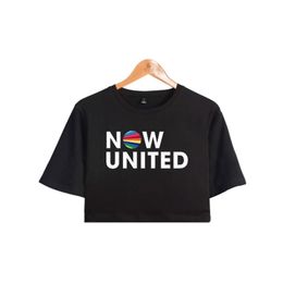 WAMNI Now United - Better Album Crop Top Exposed navel T-Shirt Oversize O-neck Better Now United Lyrics Tops Women Funny Tshirt 210324