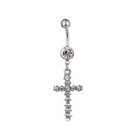 YYJFF D0192 ( 1 Colour ) The cross style 018-01 Belly Button Navel Rings with clear stones body piercing Jewellery