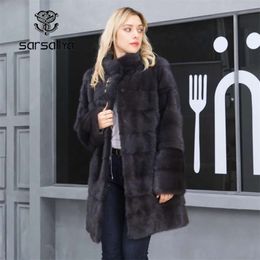 Natural Fur Coats Winter Women Mink Coat Female Genuine Leather Jackets Ladies Oversize Warm Thick Detachable Long 210928