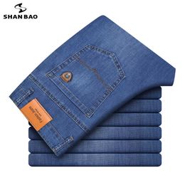 spring and summer classic style lightweight straight jeans business casual young men's large size brand thin jeans 210531