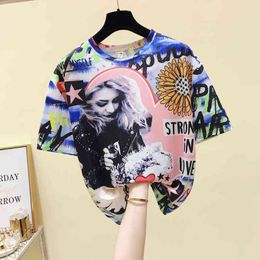 Europe Style Summer Hit Women's Short Sleeve O Neck Letter Girls Print T-Shirt Ladies Casual Pullover Tee Tops A3276 210428