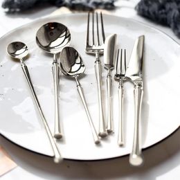 Flatware Sets Mirror Stainless Steel Dinner Knife Fork Spoon Dinnerware Set Luxury Cutlery Silverware Steak Coffee Dessert Fruit ForkFlatwar