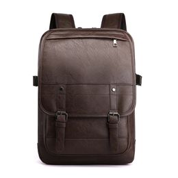 Fashion Backpacks Men's Travel Bookbag Business School 15 Inch Laptop Student College Vintage Brown Leather Bag