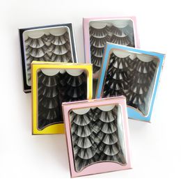 Fluffy Mink False Eyelashes 5 Pairs with Retail Box Natural Long Thick Handmade Hair Extension Mixed Styles Beauty