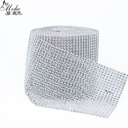 Party Decoration 10yard 24 Rows Bendable Diamond Mesh Wrap Roll Silver Gold Sparkle Rhinestone Crystal Ribbon