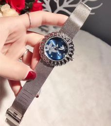 Brand Watches Women Girl Crystal Flower Style Metal Steel Band Quartz Wrist Watch CHA25