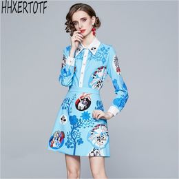 spring autumn Fashion Suit's Elegant Printed Shirt tops + Skirt 2 Pieces Sets 210531