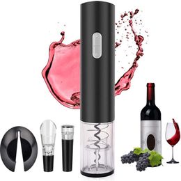 Wine Electric Bottle Opener Decanter Stopper Electric Corkscrew Foil Cutter Cork Out Air Pump Opener Tool Accessories 210817