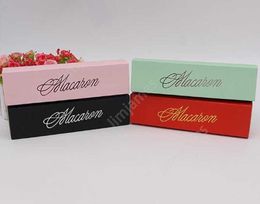 Macaron Cake Boxes Home Made Macaron Chocolate Boxes Biscuit Muffin Box Retail Paper Packaging 20.3*5.3*5.3cm Black Pink Green DAJ166