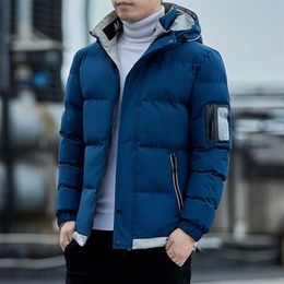 Korean Fashion Puffer Jacket Men Cotton Padded Jacket Men Fashion Clothing Streetwear Thicken Warm Hooded Coat Men Clothes 211204