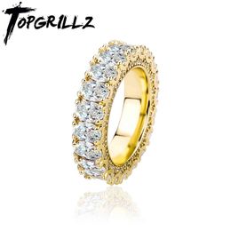 TOPGRILLZ 2021 Womens Ring Full Iced Out Micro Pave Cubic Zirconia Simple Wedding Rings Hip Hop Jewellery For Gift