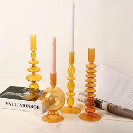 Candle Holders Household Supplies Decoration Glass Candlestick Living Room Tabletop Accessories Vintage Holder Ornament