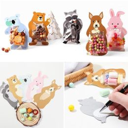 10/20 Pcs Cute Cartoon Animal Candy Lollipop Cards Cello Cellophane Birthday Party Favors Gift Bags Boards Decor Wrap