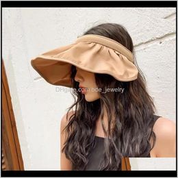 Hats, Scarves & Gloves Fashion Aessoriessummer Women Visors Hat Foldable Wide Large Brim Sun Beach Hats Dual-Use St Sunshade Protection Casua