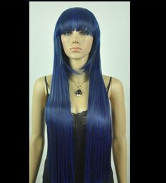 Natural Long Straight Blue Fashion Women's Wig