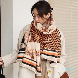 fashion Scarves 2021 Cashmere Scarf Women Geometry Plaid Pashmina Shawls Wraps Warm Scarfs Blanket Fashion Lady Winter Foulard