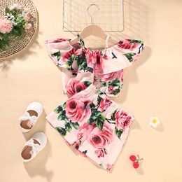Girls Clothing Set Flower Braces Top+Pants Mutli Pattern Summer 2021 Kids Clothes Boutique 1-5T Children Sleeveless 2 PC Suit Fashion