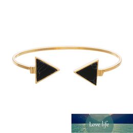 IPARAM Fashion Gold Plate Black White Geometric Triangle Open Cuff Punk Bracelet Bangle Faux Marble Stone pulseras from India