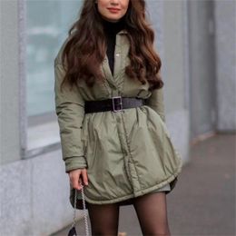 Army Green Women Long Parkas Spring-Autumn Fashion Ladies Waterproof Cotton Padded Jackets Vintage Female Chic Coats Girls 211216