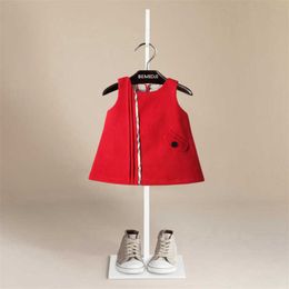 Girl Dress 2020 New Summer Baby Dresses Pattern Brand Plaid Red Birthday Dress Female Baby Summer Clothes Kids Girl Clothes Q0716