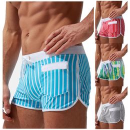 Running Shorts KLV 2021 Mens Swimsuit Sexy Swimwear Men Swimming Briefs Beach Sports Suits Surf Board Swim Trunks