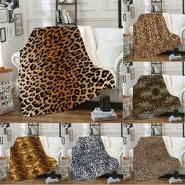 Leopard printed blanket 3D car office Winter Blankets Hoodie Swaddling Bedding Quilt Nap Xmas Home carpet 150*130cm WLL487